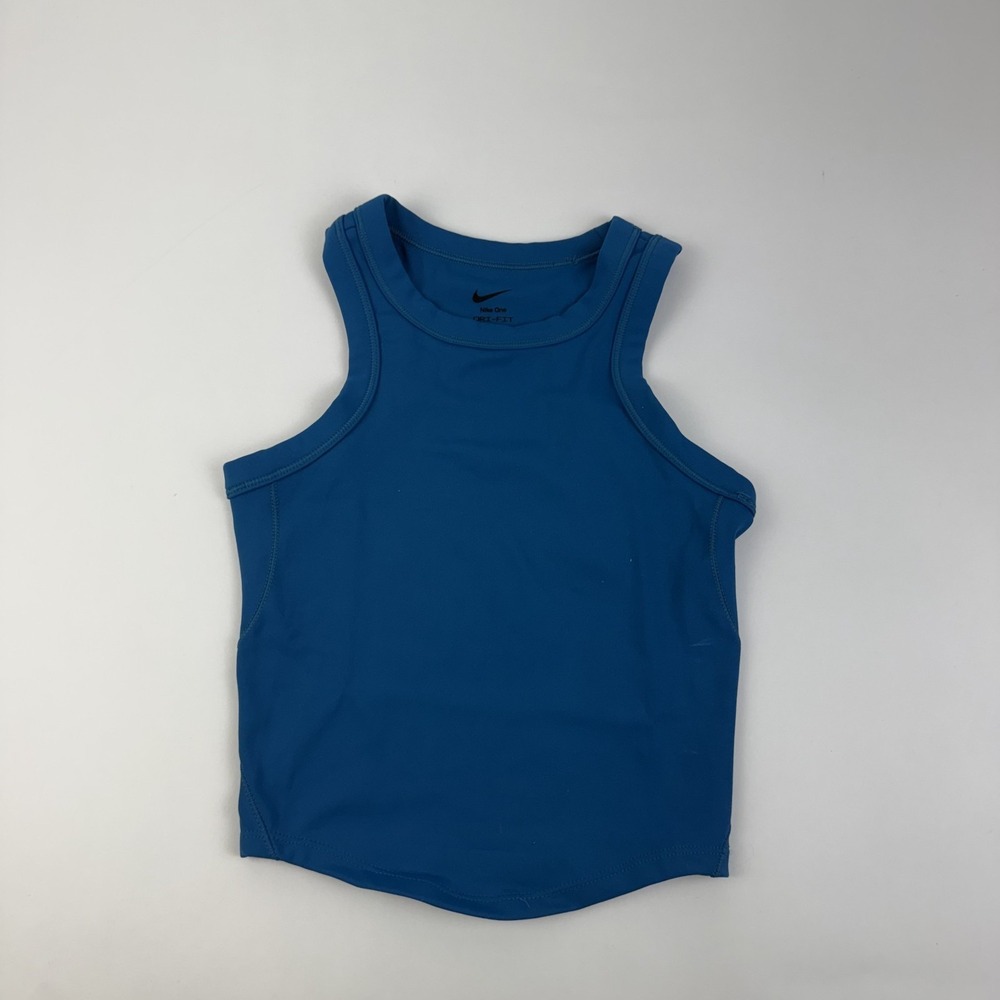 New Womens Nike One Fitted Dri-FIT Blue Cropped Training Tank Top Size XXS NWT